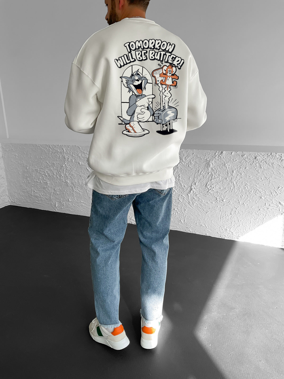 Off-White "tomorrow-will-be-butter" Printed Oversize Sweatshirt Broek