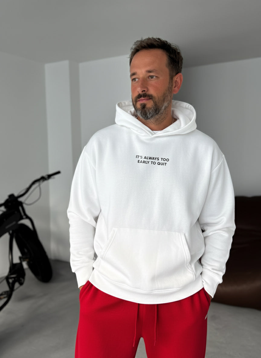 Never Quit Motivational Hoodie - White Broek