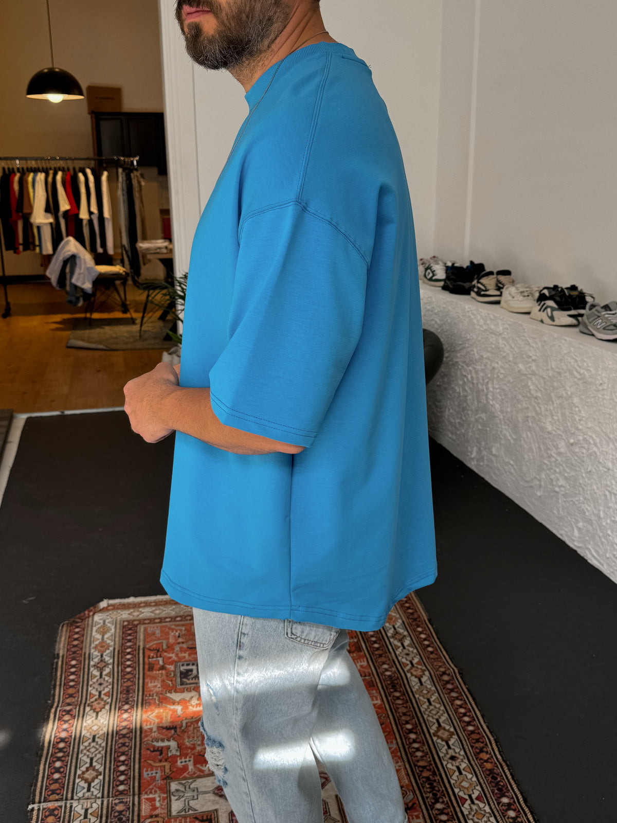 Premium Sky Blue Basic Oversize T-Shirt - Broek