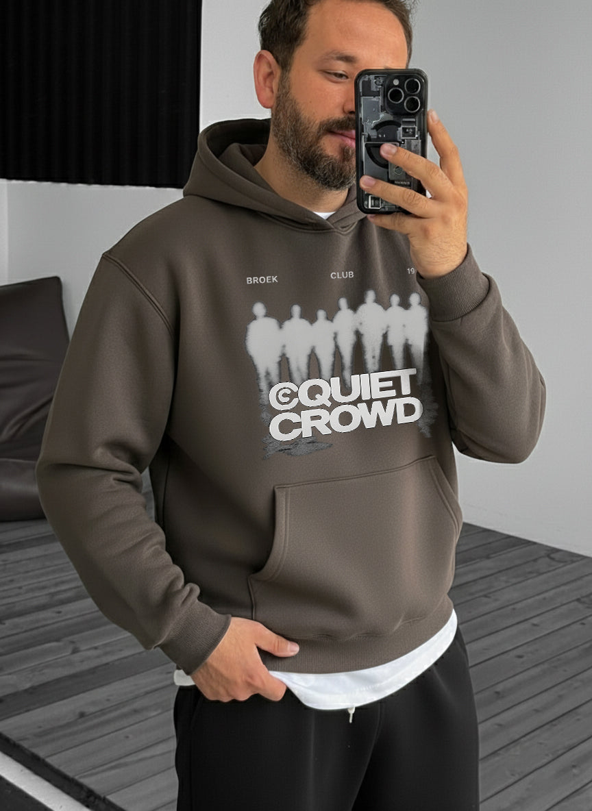 Quiet Crowd Club Hoodie - Brown