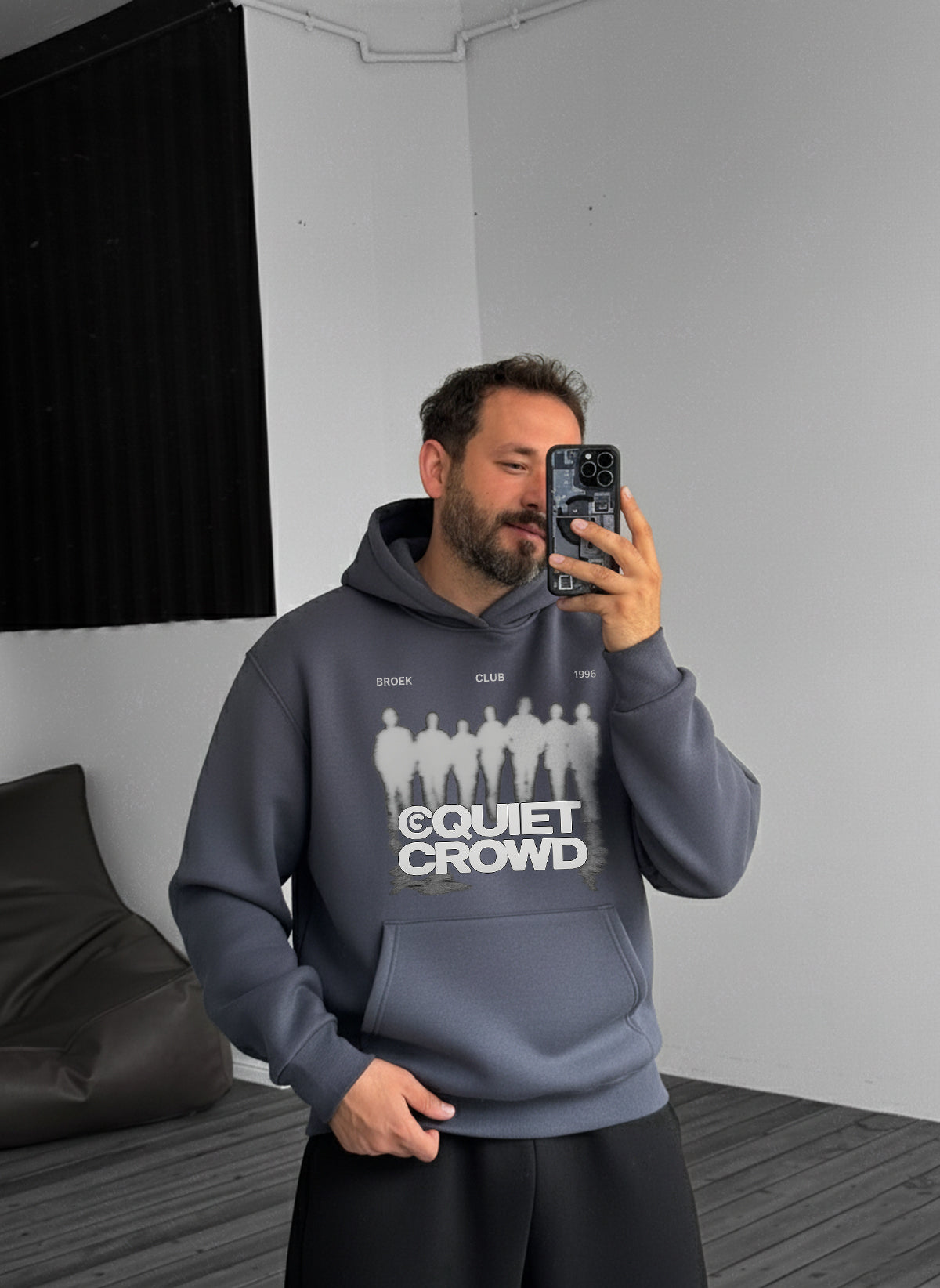 Quiet Crowd Club Hoodie - Smoked