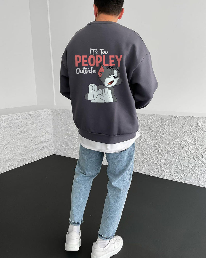 Smoked "it's-too-peoply-outside" Printed Oversize Sweatshirt