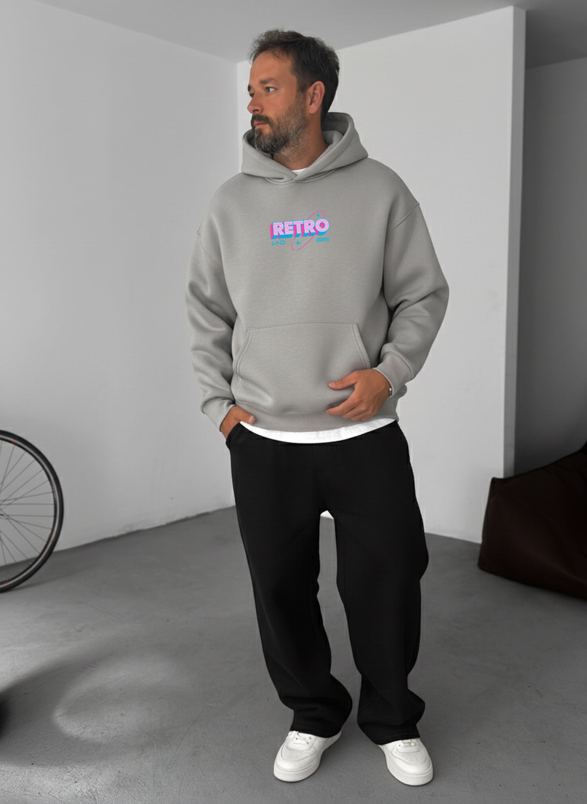 Retro Gaming Hoodie - Silver Broek