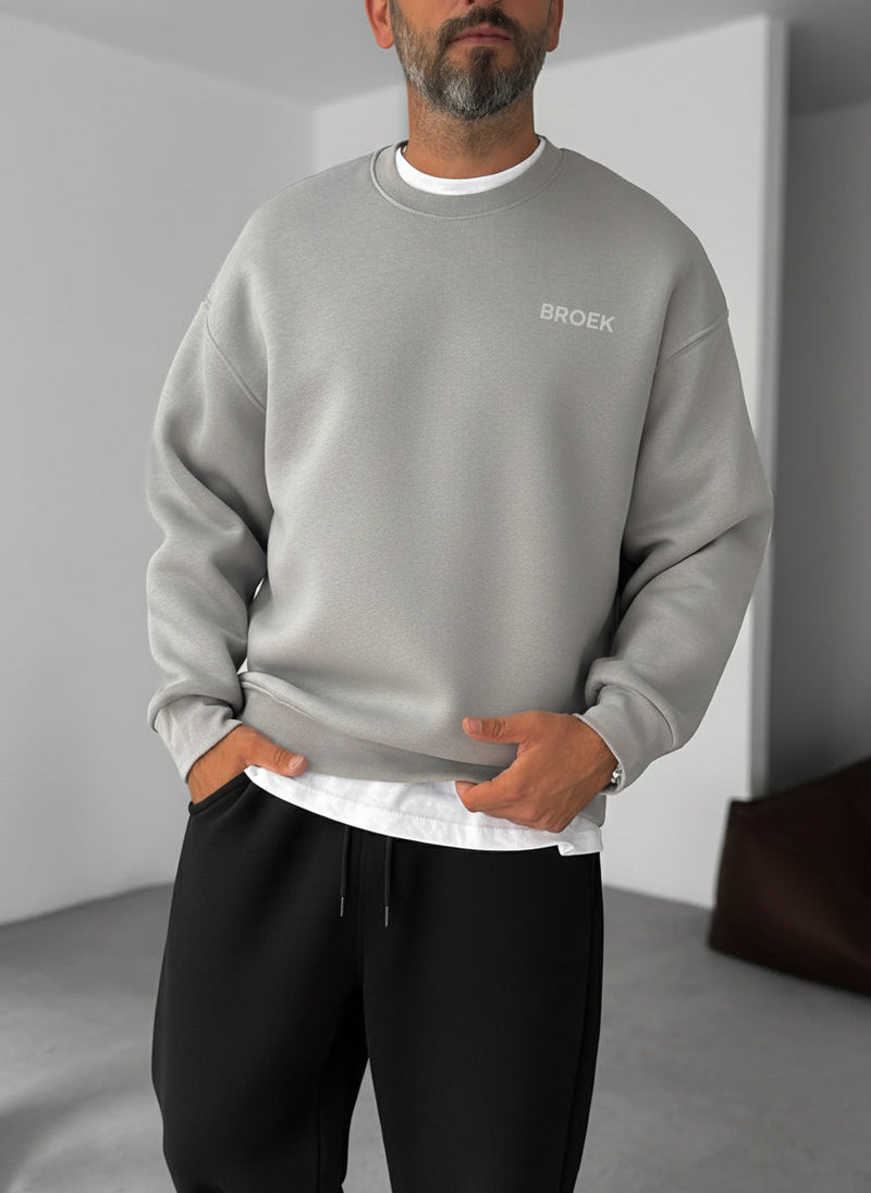 Oversized Crewneck Sweatshirt - Silver