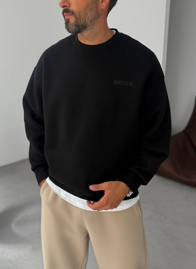 Oversized Crewneck Sweatshirt - Black