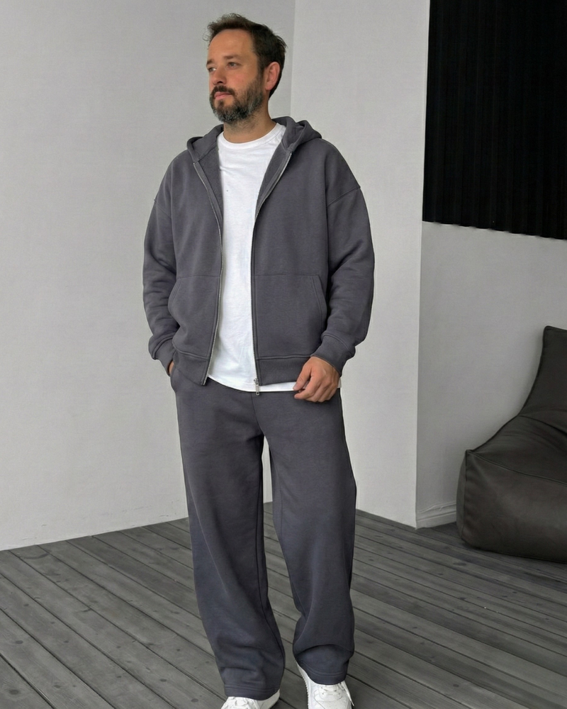 Zip-Up Hoodie - Smoked Grey