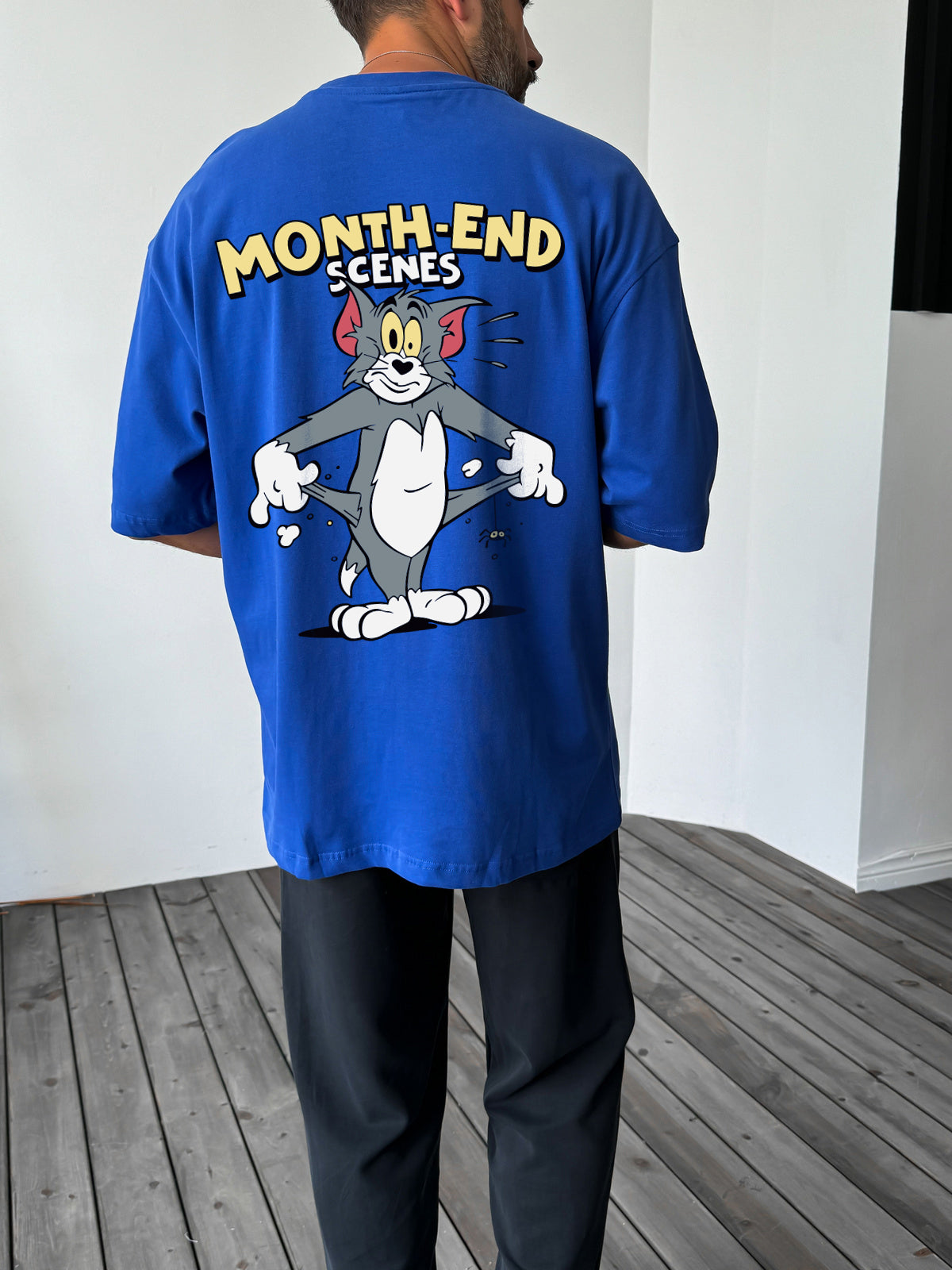 Royal Blue "Month-End" printed Oversize T-Shirt