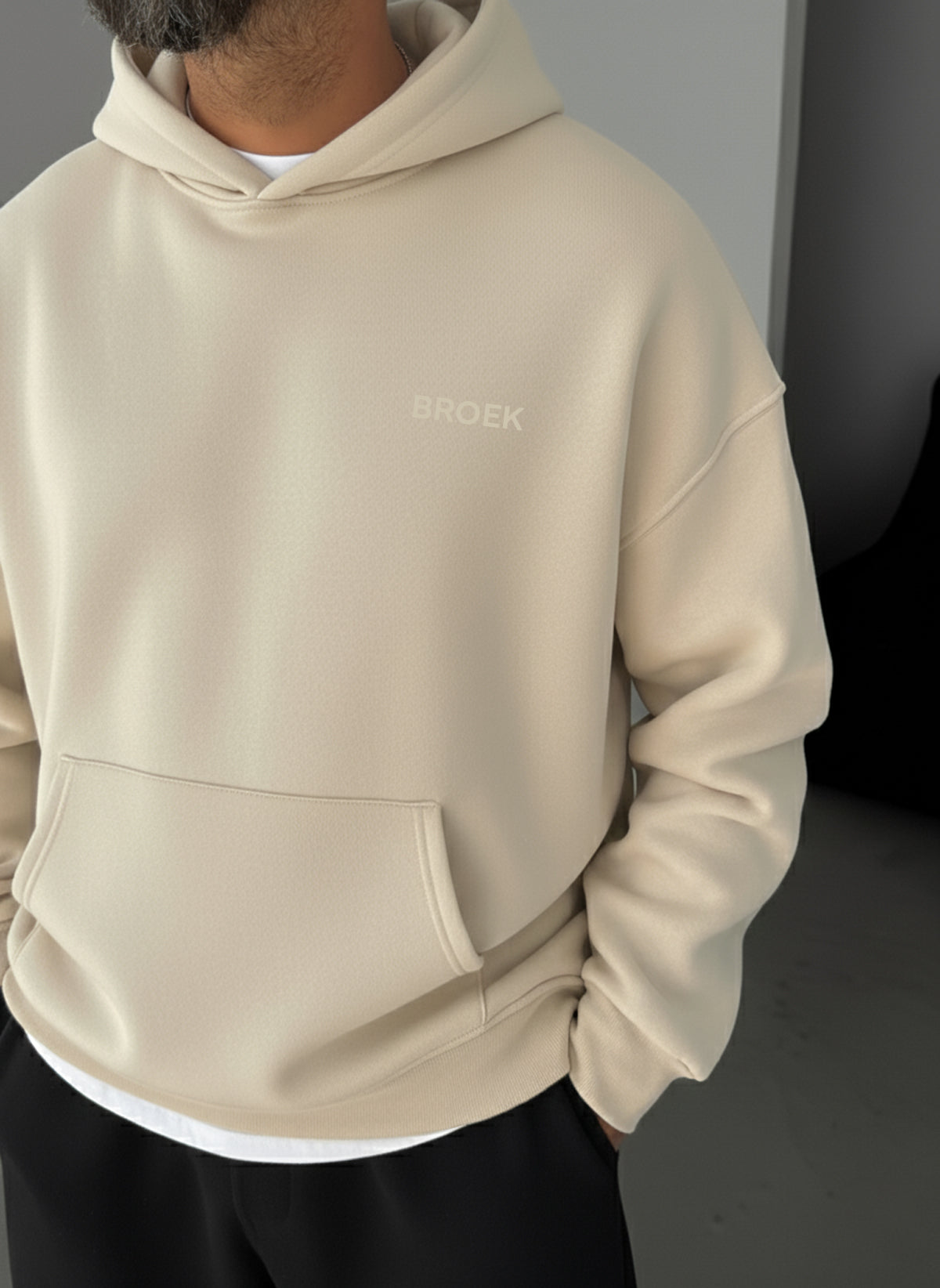 Oversized Hoodie - Beige Broek