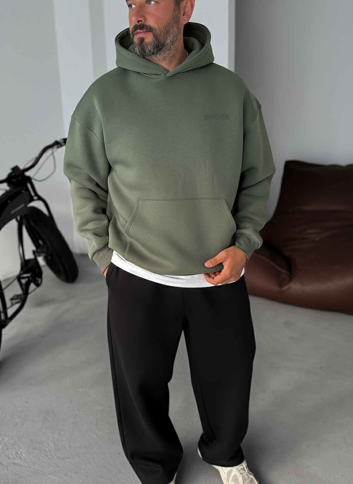 Oversized Hoodie - Army Green Broek