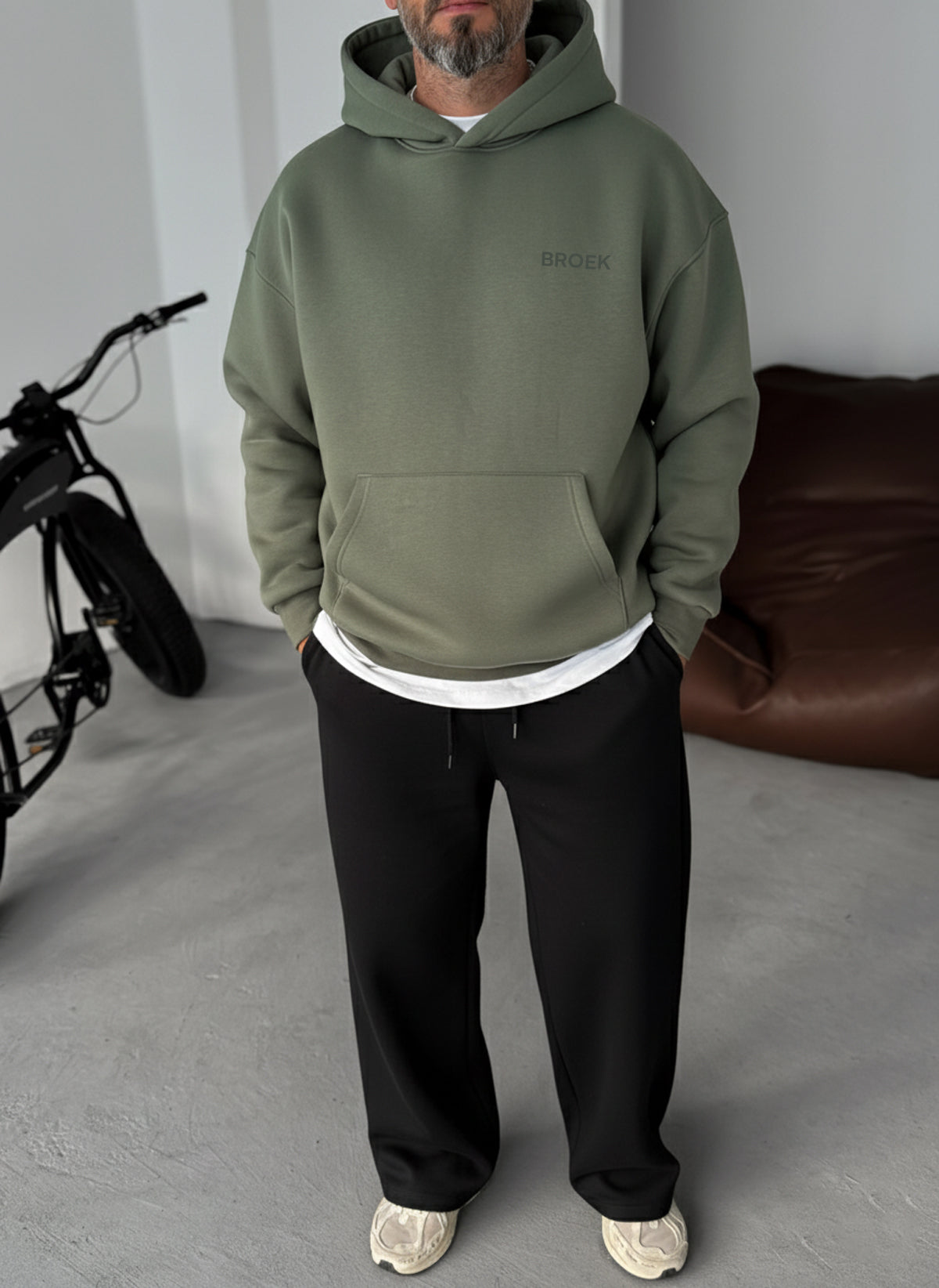 Oversized Hoodie - Army Green Broek