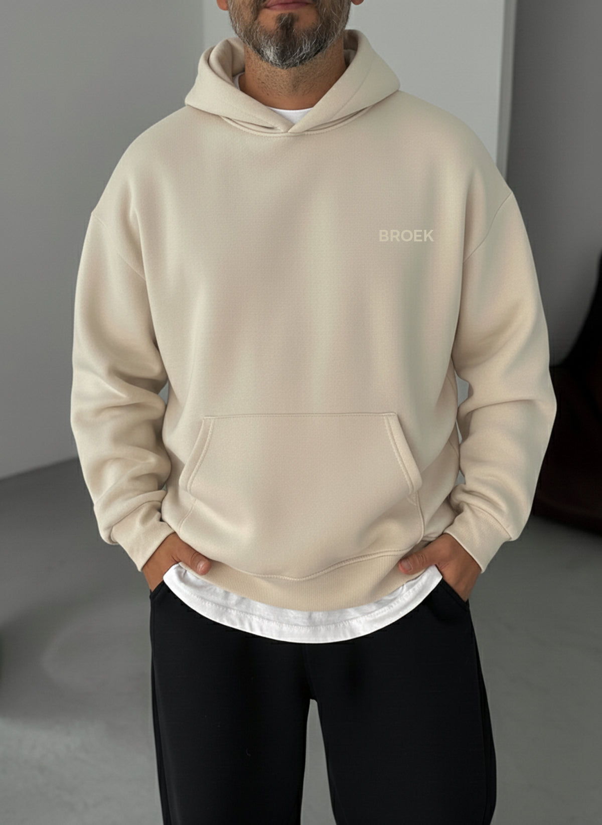 Oversized Hoodie - Beige Broek