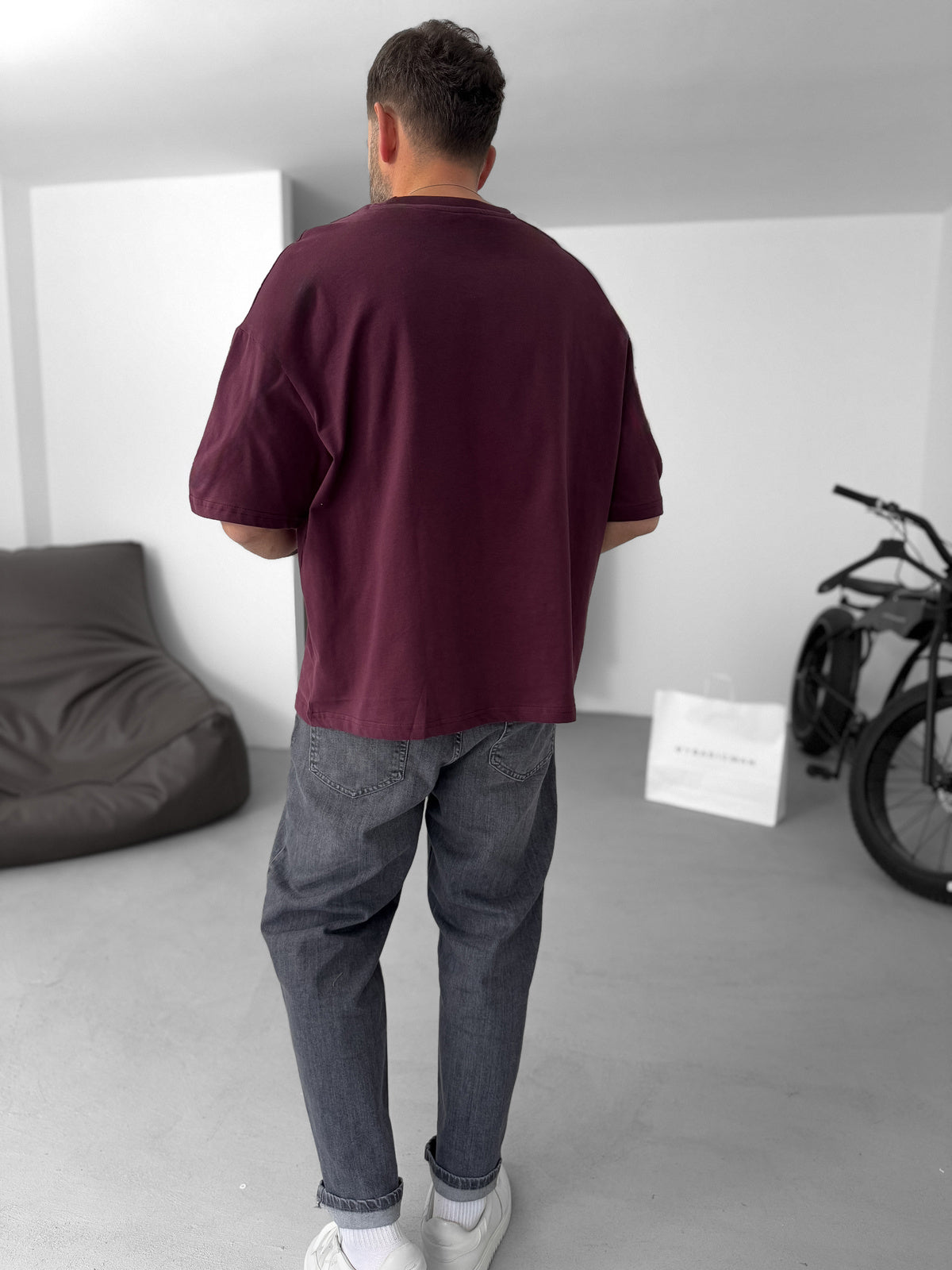 Burgundy "Vogue" printed Oversize T-Shirt - Broek