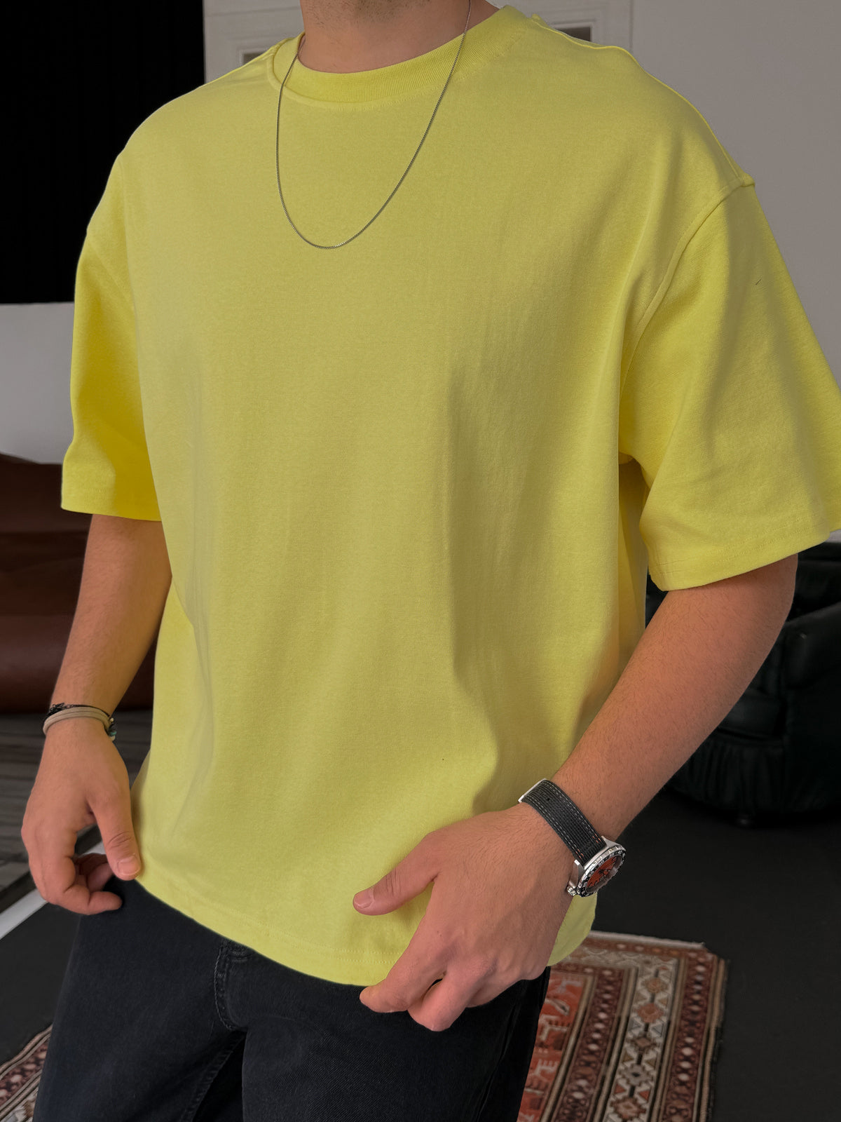 Premium Yellow Basic Oversize T-Shirt - Broek