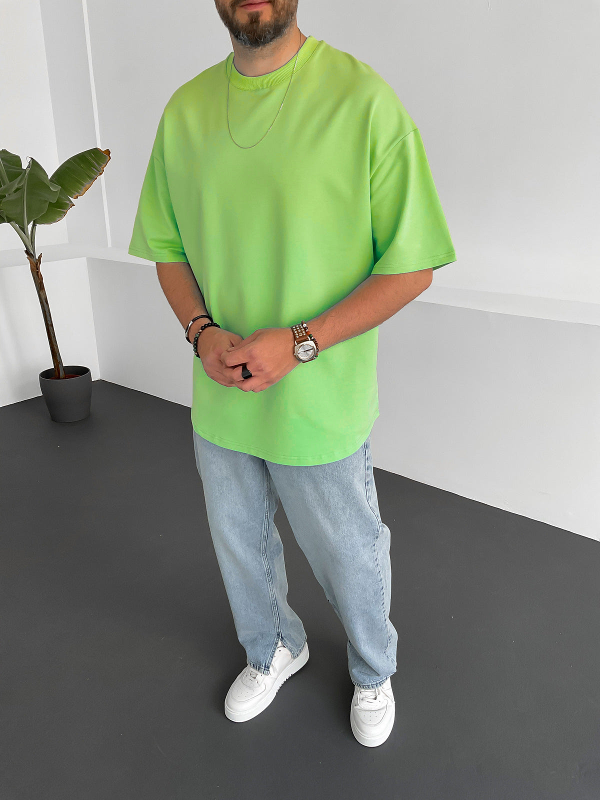 Premium Lime Basic Oversize T-Shirt - Broek