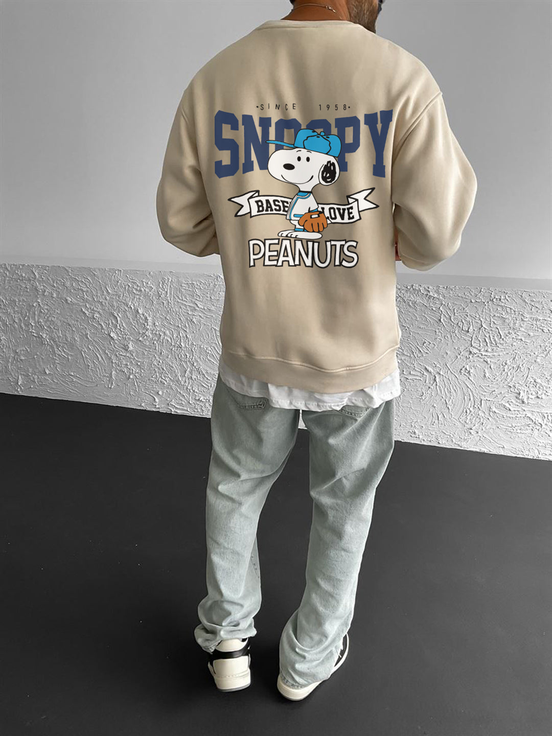 Beige "snoopy" Printed Oversize Sweatshirt Broek
