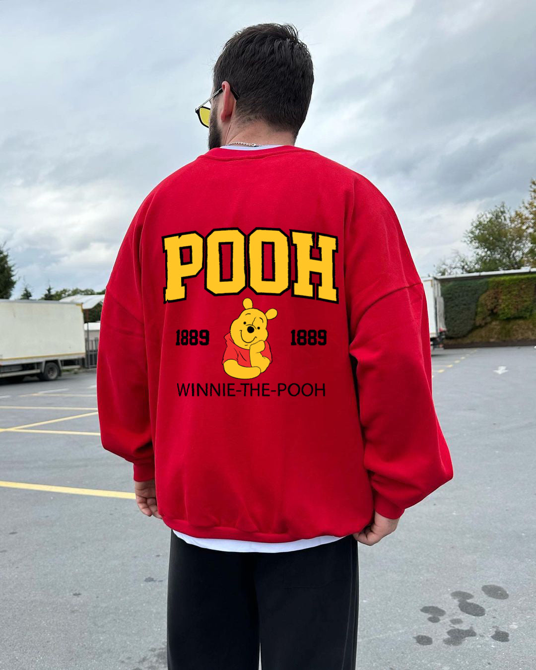 Red "winnie-the-pooh" Printed Oversize Sweatshirt My Store