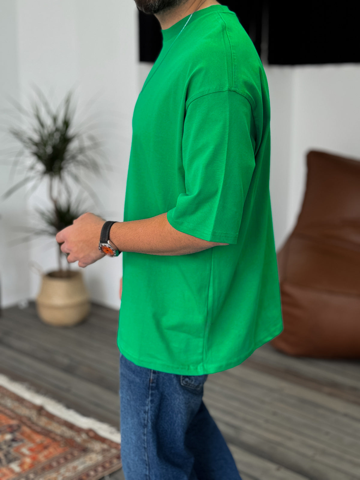 Green Basic Oversize T-Shirt - Broek
