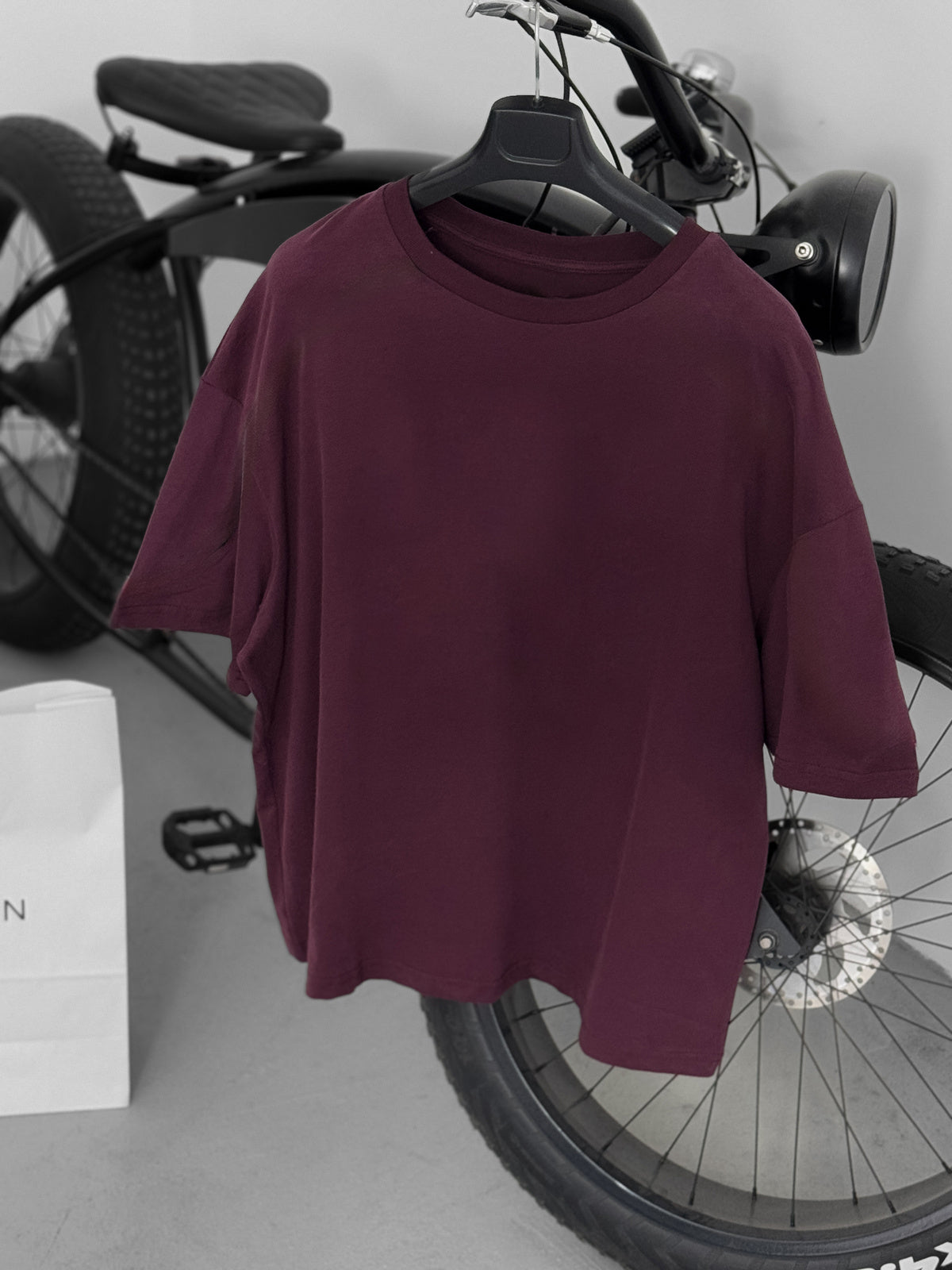 Premium Burgundy Basic Oversize T-Shirt - Broek