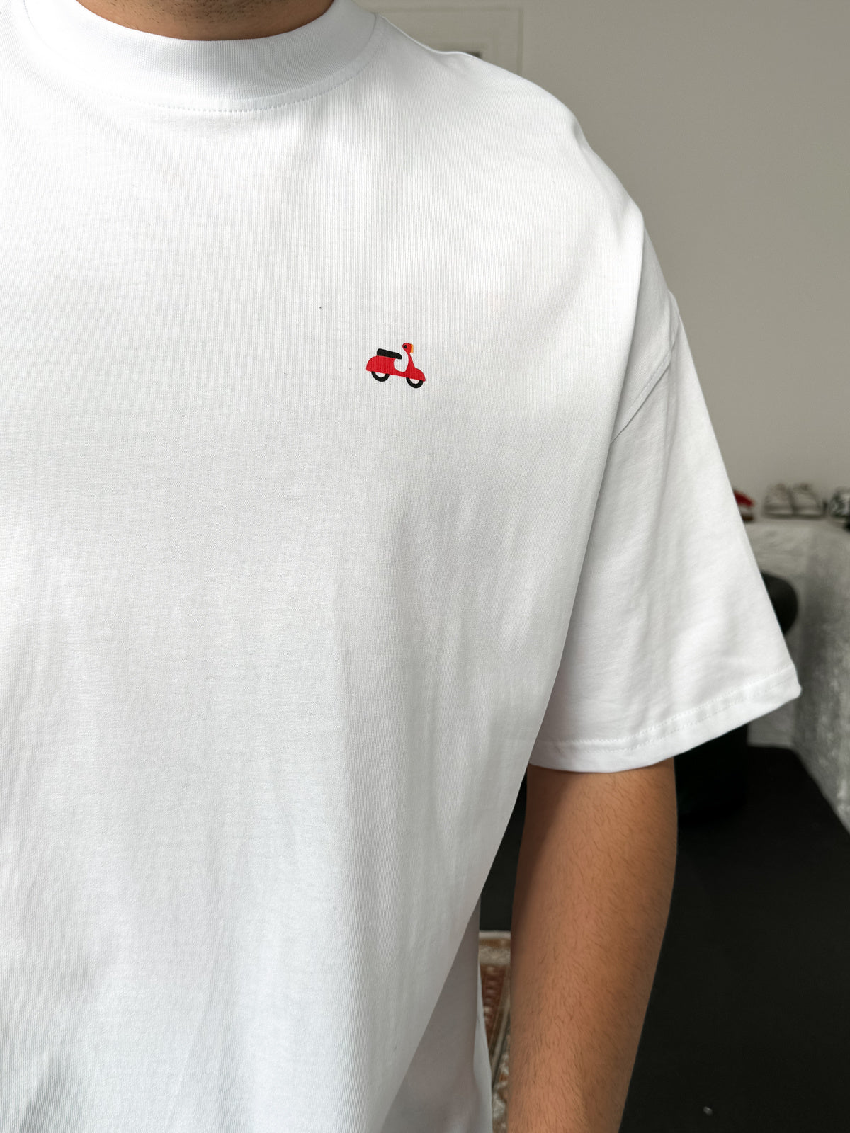 White "Scooter" printed Oversize T-Shirt - Broek