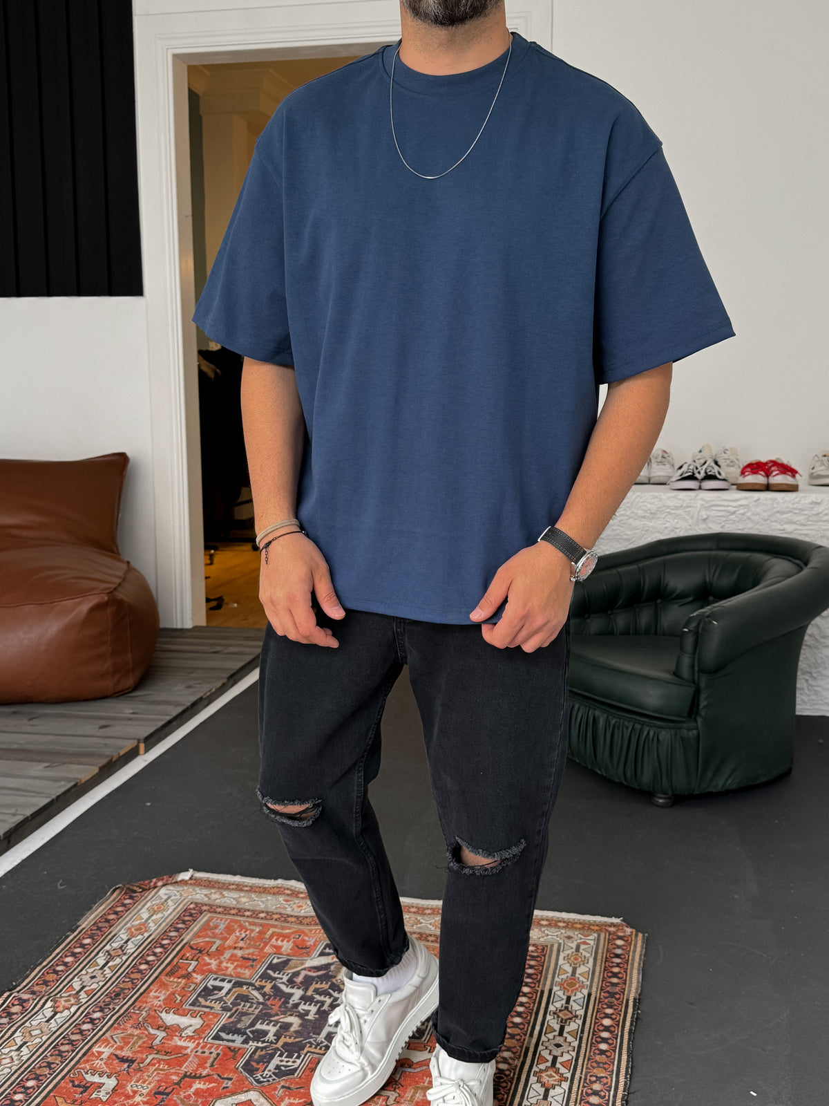 Premium Petrol Basic Oversize T-Shirt - Broek