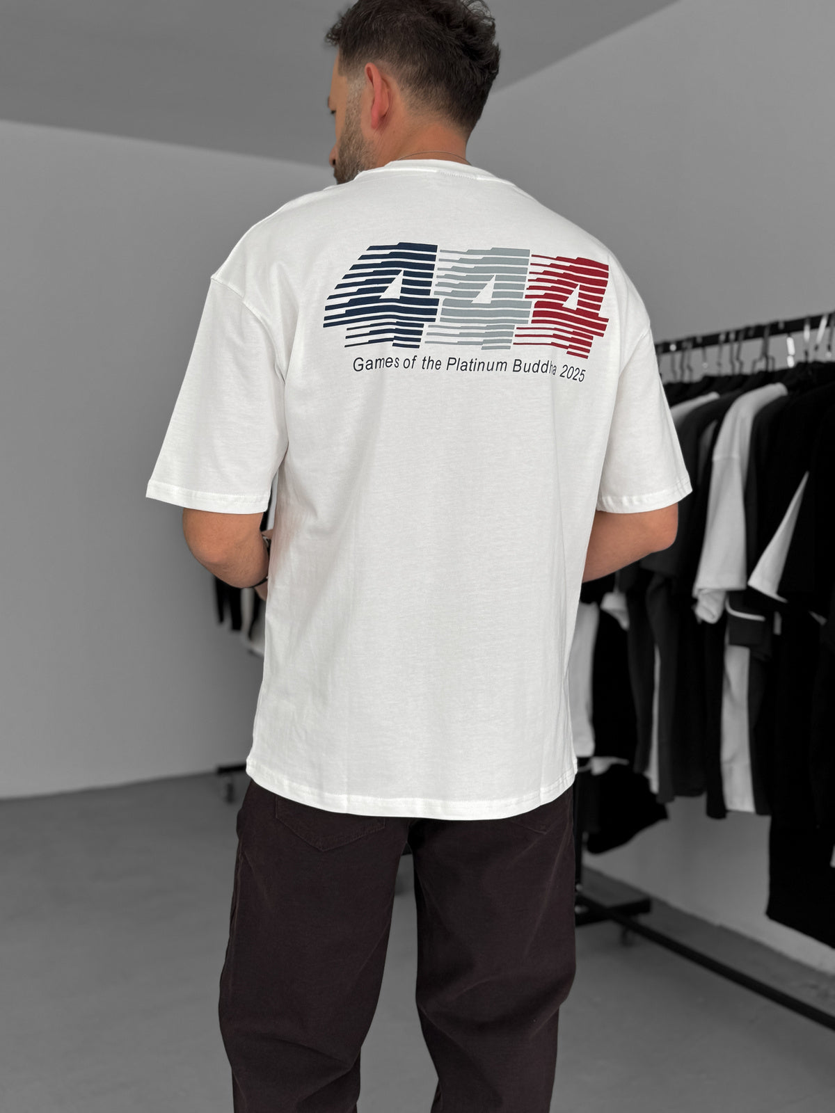 White "444" printed Oversize T-Shirt - Broek