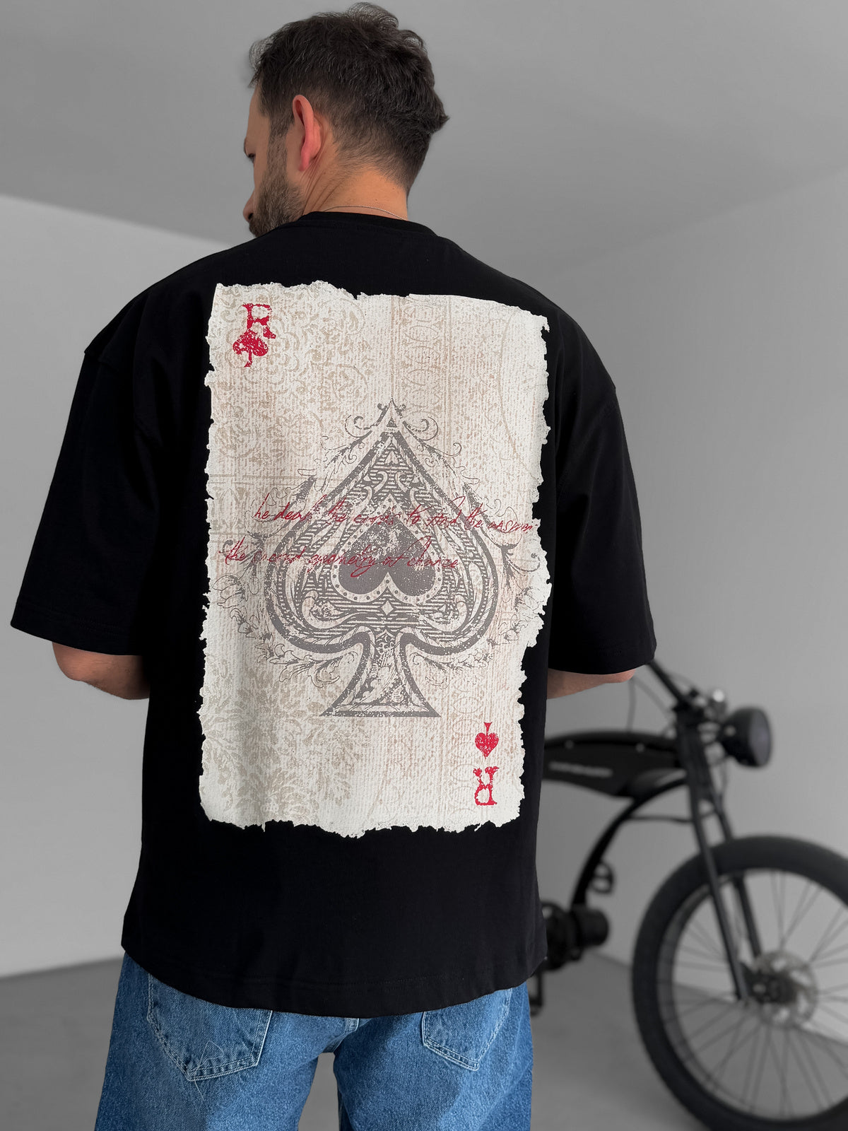 Black "R of spades" printed Oversize T-Shirt - Broek