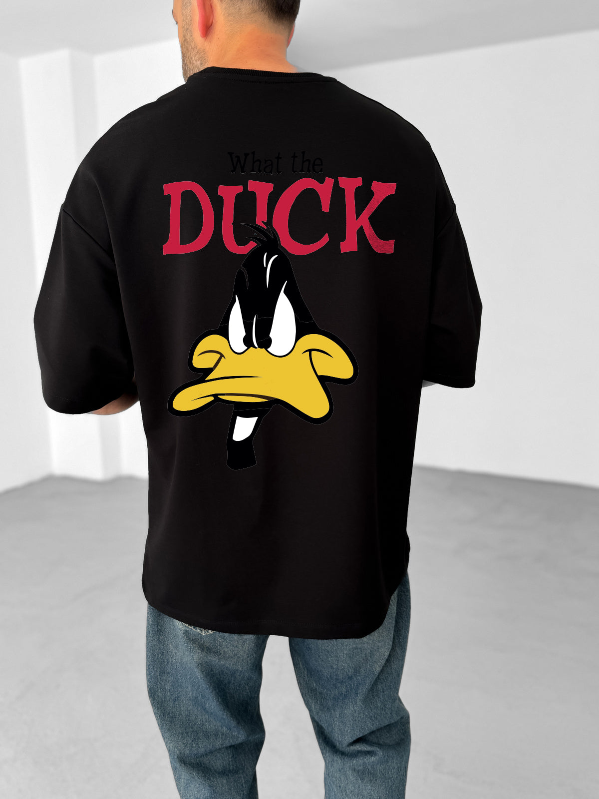 Black "What's the duck" Printed Oversize T-Shirt - Broek