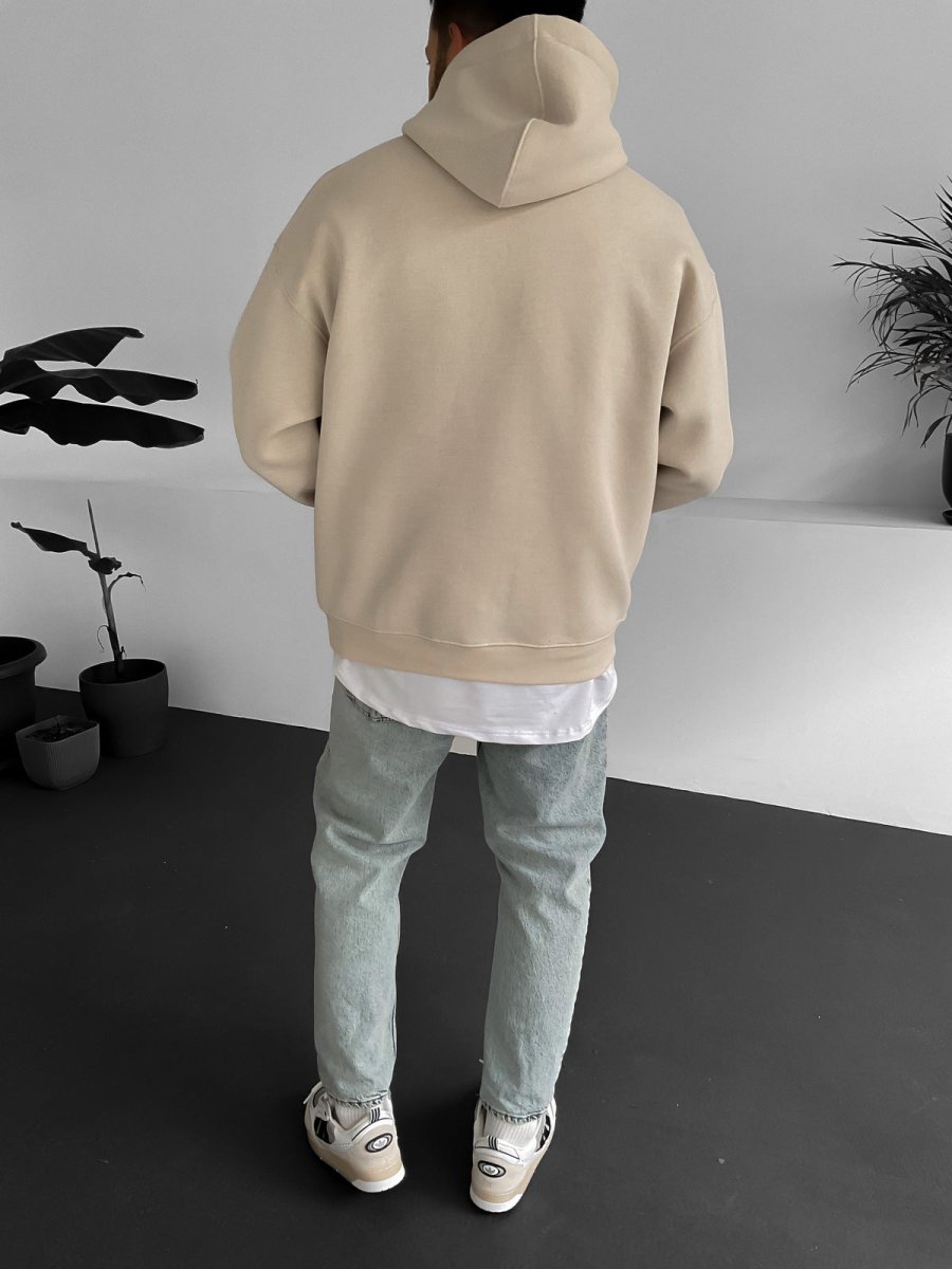 Beige "12:12" Printed Oversize Hoodie - Broek
