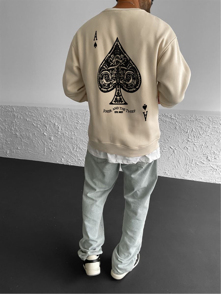 Beige "Ace" Printed Oversize Sweatshirt - Broek