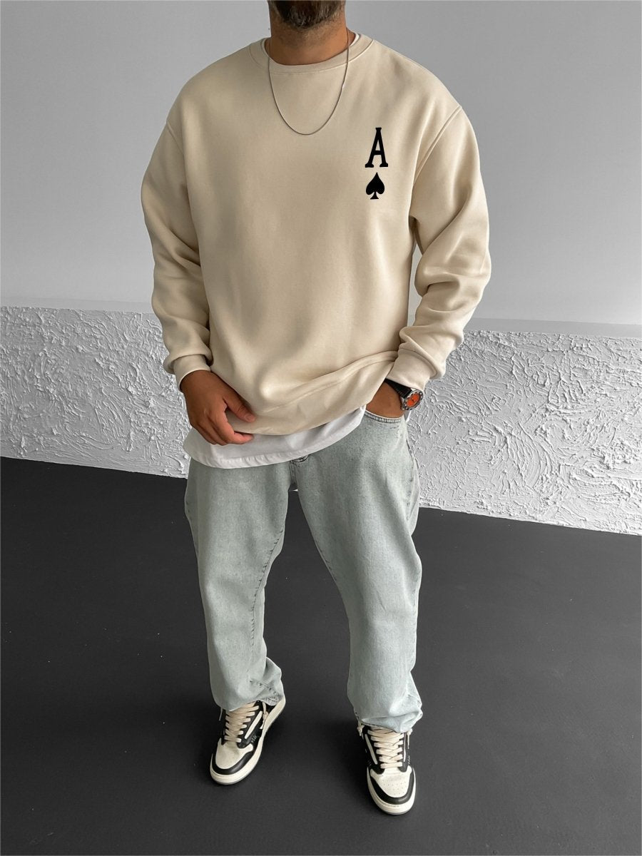 Beige "Ace" Printed Oversize Sweatshirt - Broek