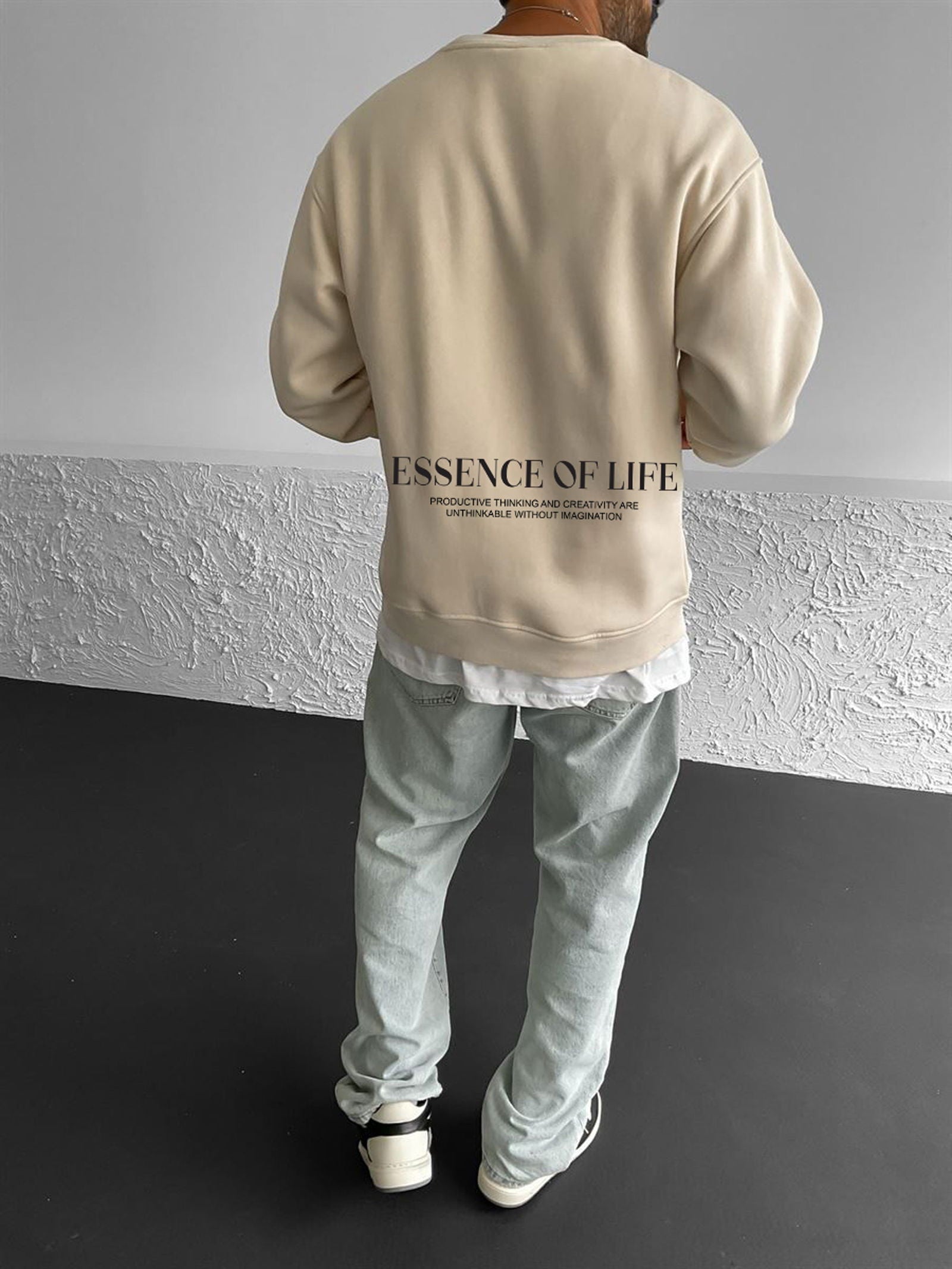 Beige "Essence" Printed Oversize Sweatshirt - Broek