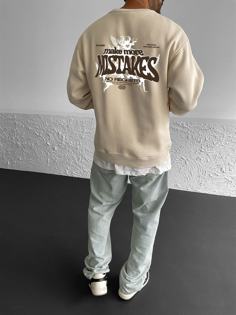 Beige "Mistakes" Printed Oversize Sweatshirt