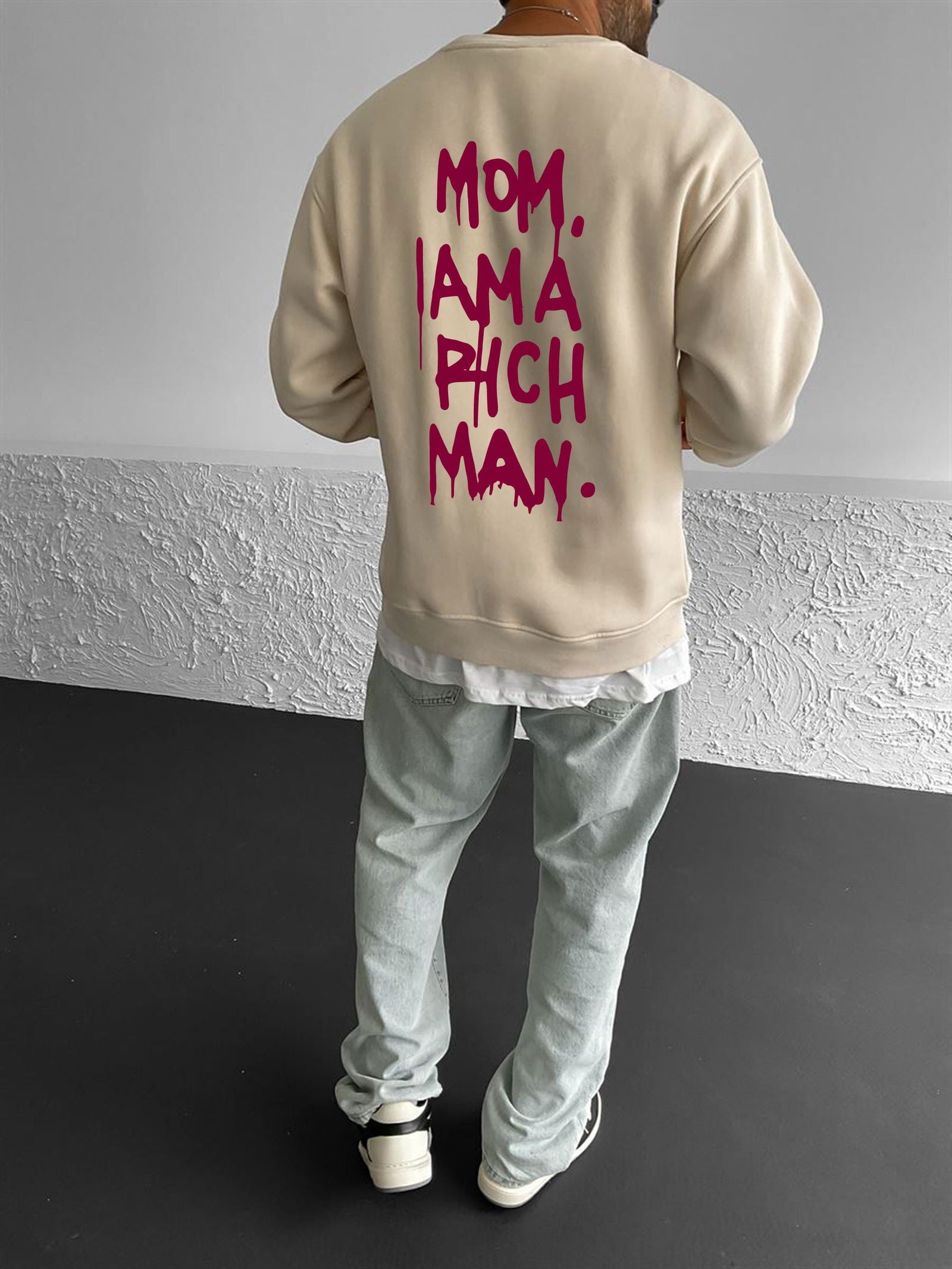 Beige "Success" Printed Oversize Sweatshirt - Broek