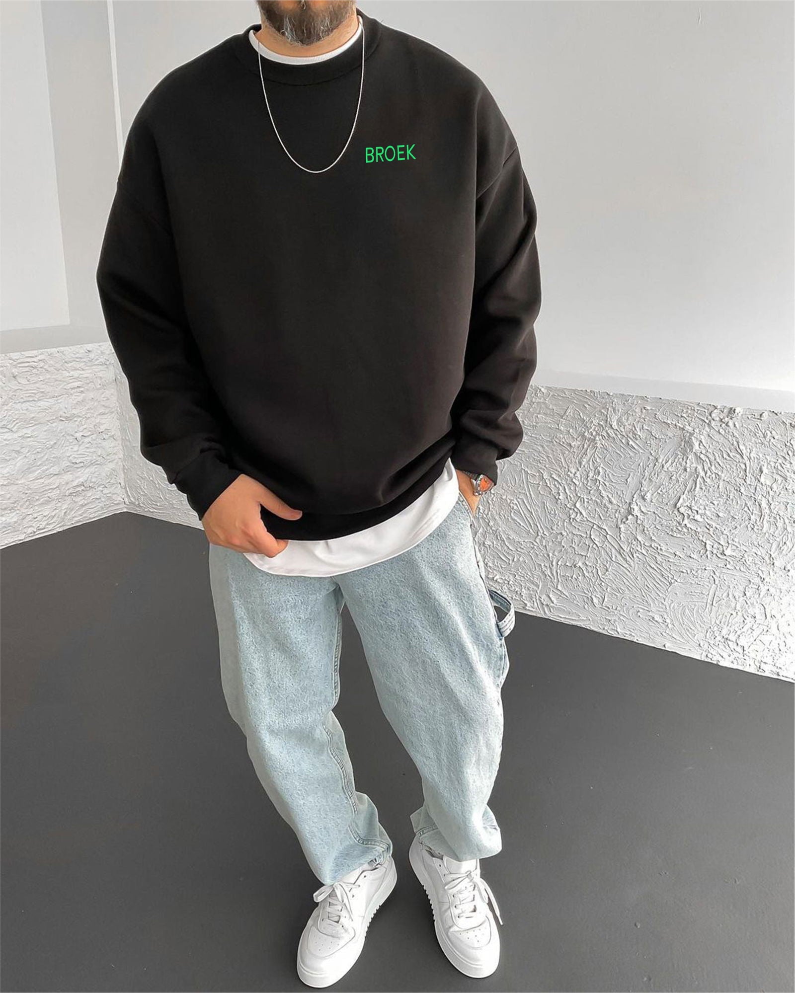 Black "Exceptional" Printed Oversize Sweatshirt - Broek