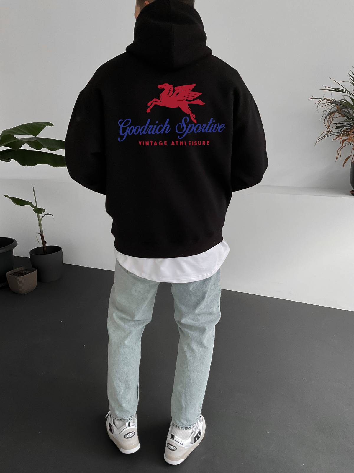Black "Good Rich" Printed Oversize Hoodie - Broek