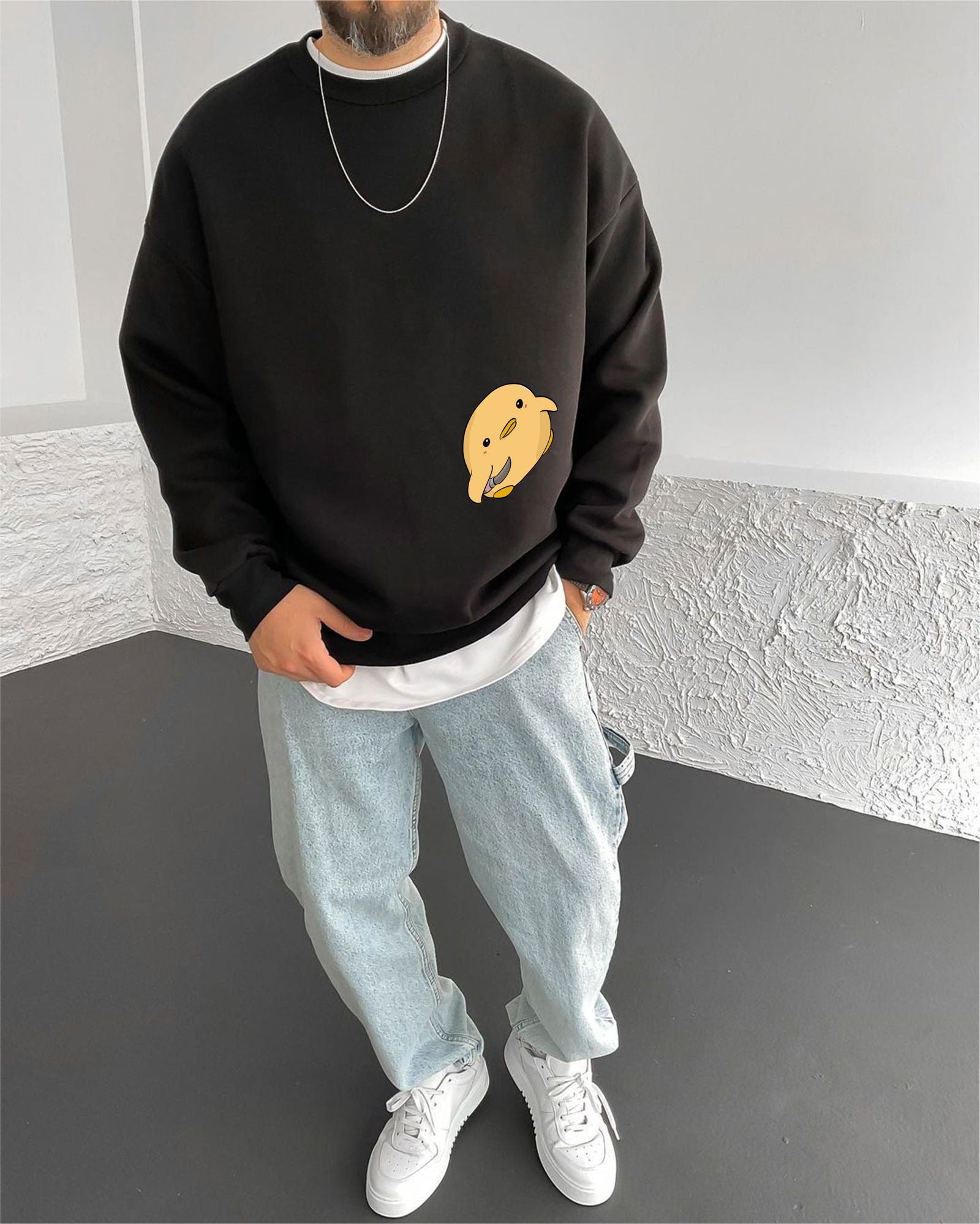 Black "Violence" Printed Oversize Sweatshirt - Broek