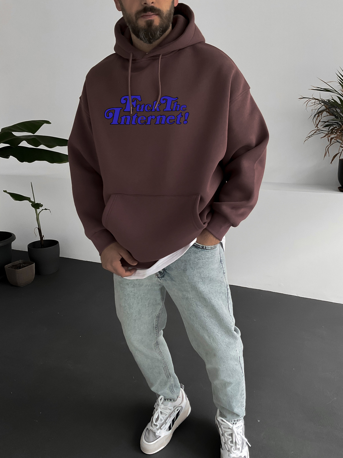 Brown "Heartbreak" Printed Oversize Hoodie - Broek