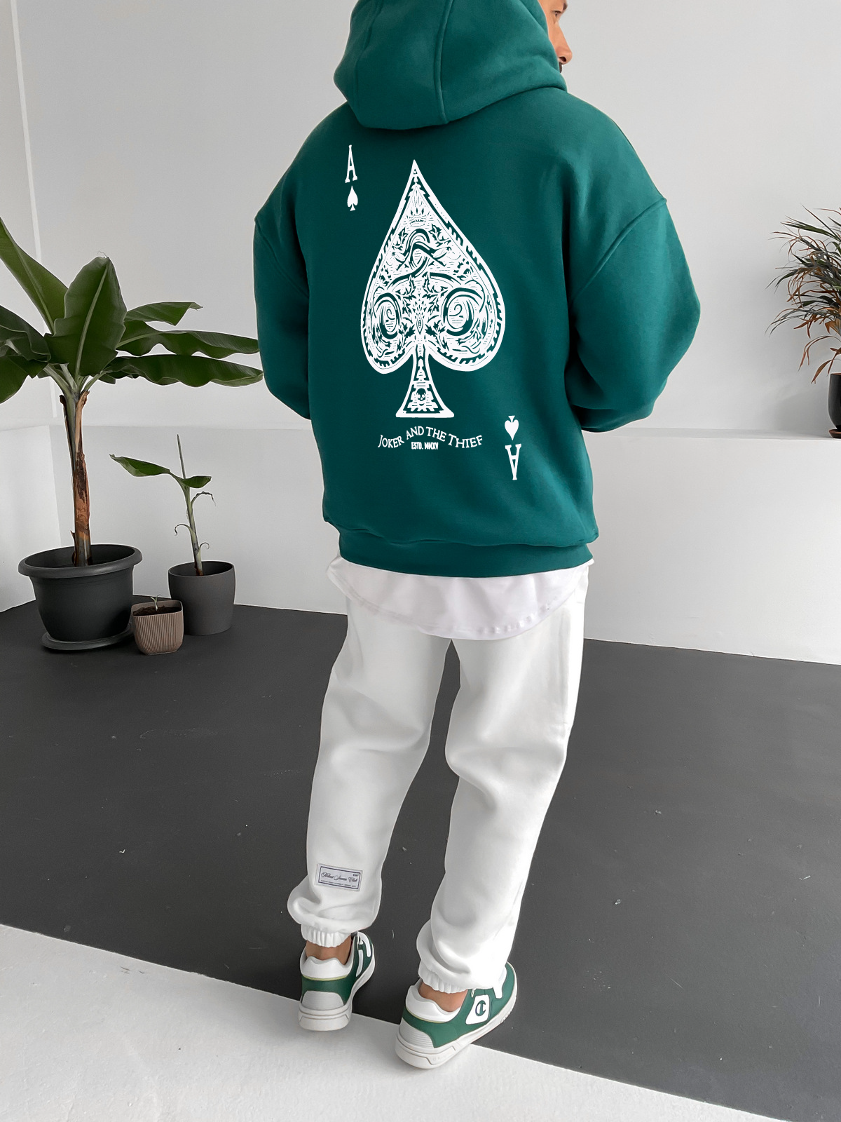 Dark Green "Ace" Printed Oversize Hoodie - Broek