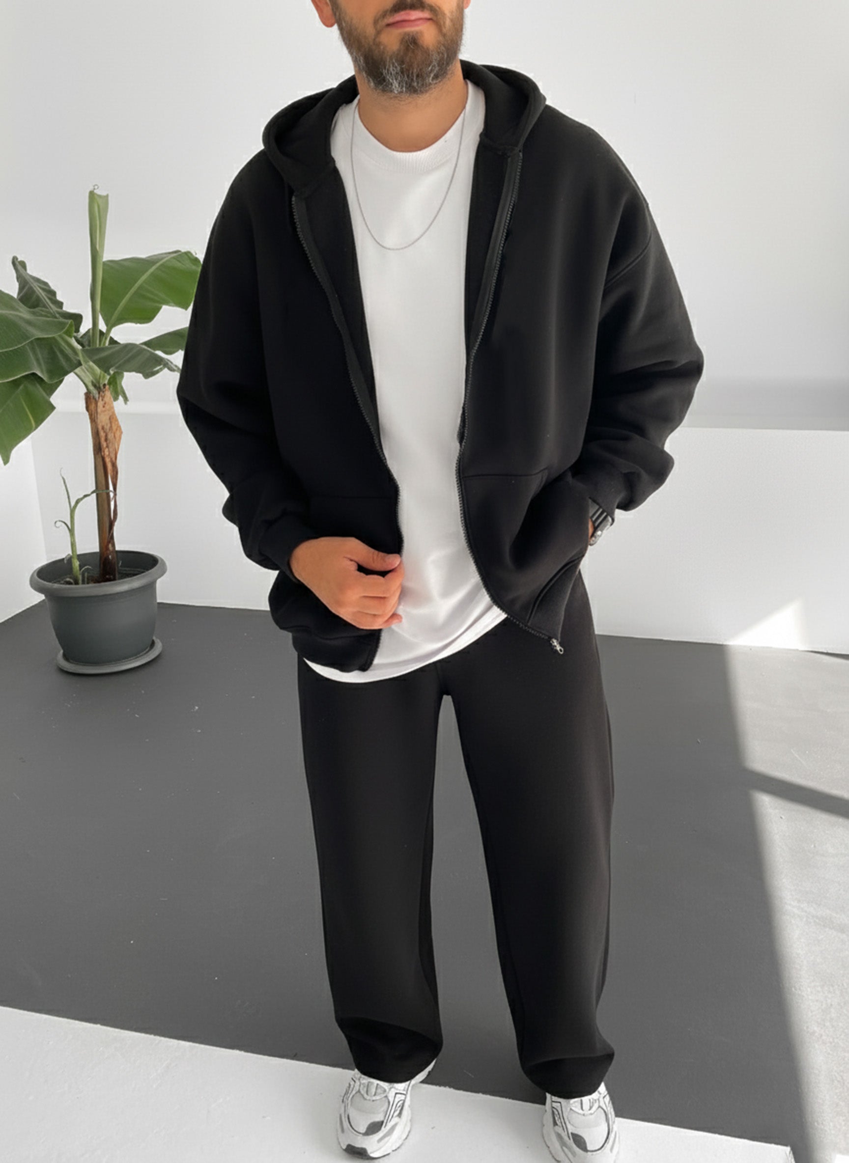 Black Zip-Up Hoodie