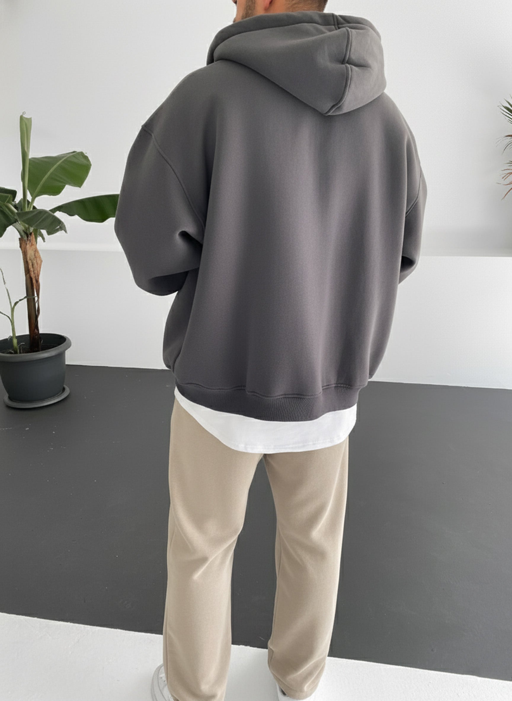 Smoked Gray Zip-Up Hoodie