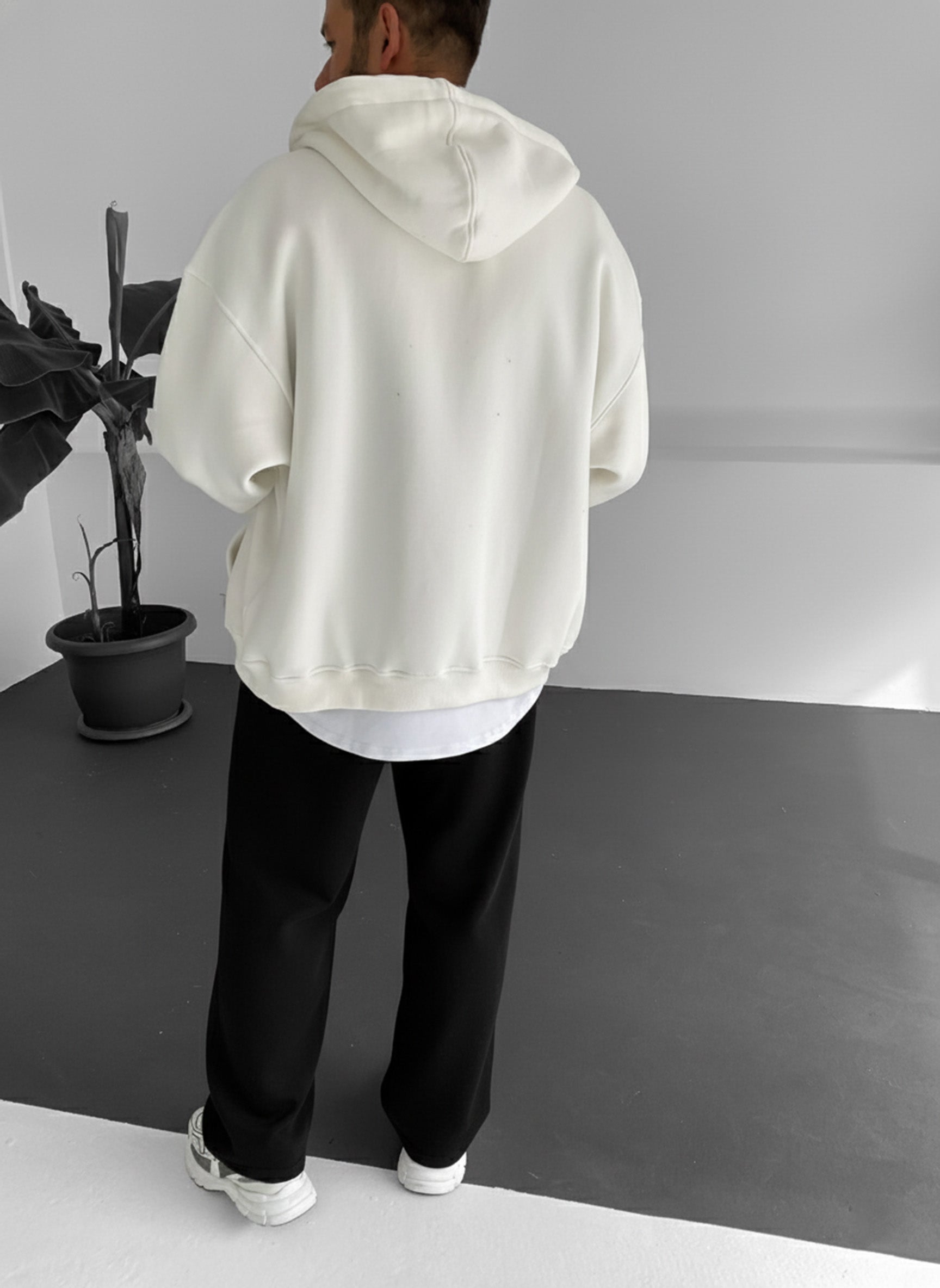 White Zip-Up Hoodie