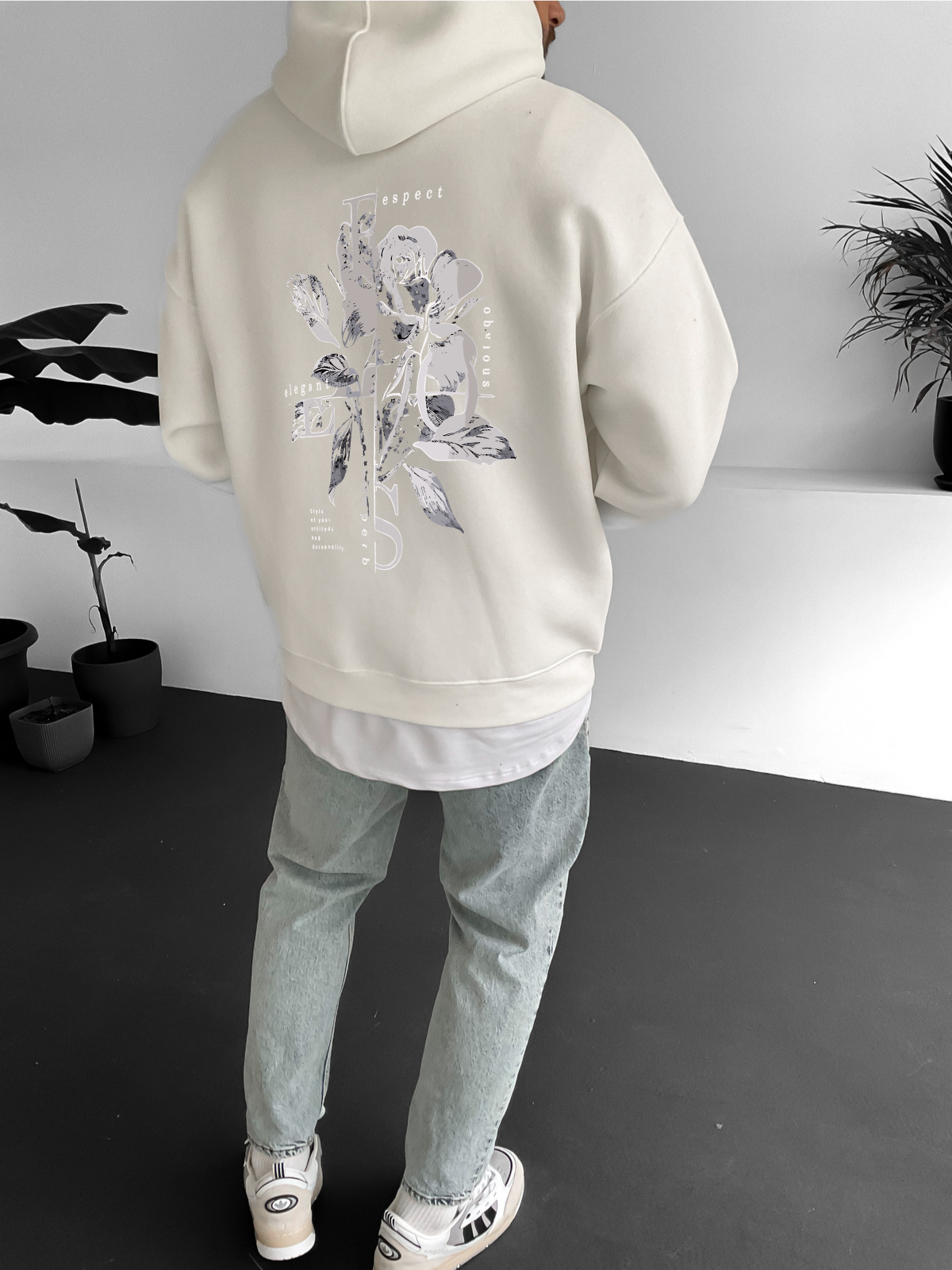 Off-White "Flower" Printed Oversize Hoodie - Broek
