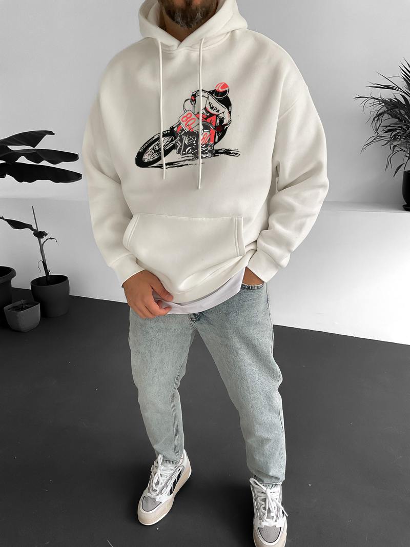 Off-White "Racing" Printed Oversize Hoodie