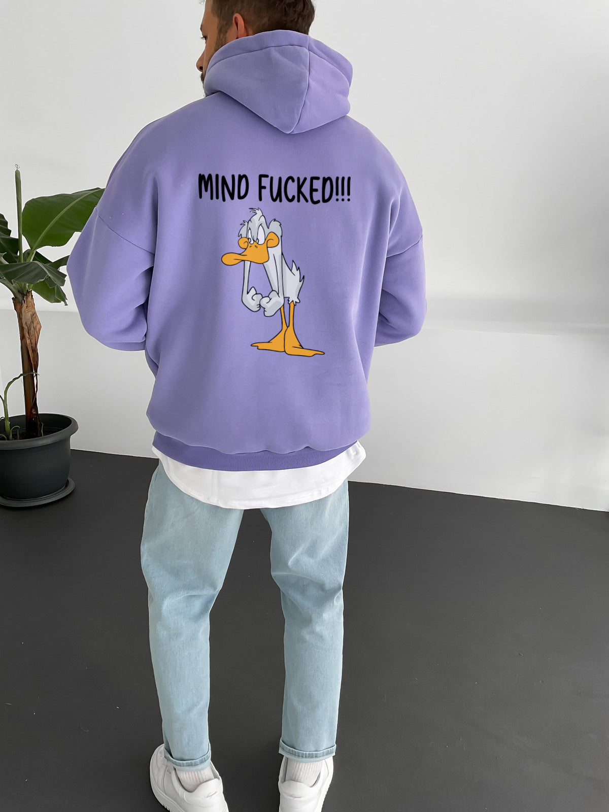 Purple "mind-fucked" Printed Oversize Hoodie Broek