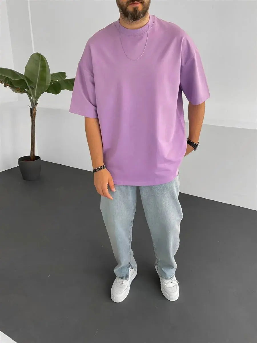 Purple Basic Oversize T-Shirt - Broek