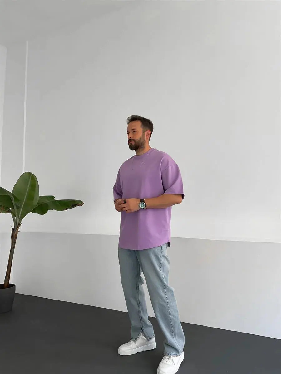 Purple Basic Oversize T-Shirt - Broek