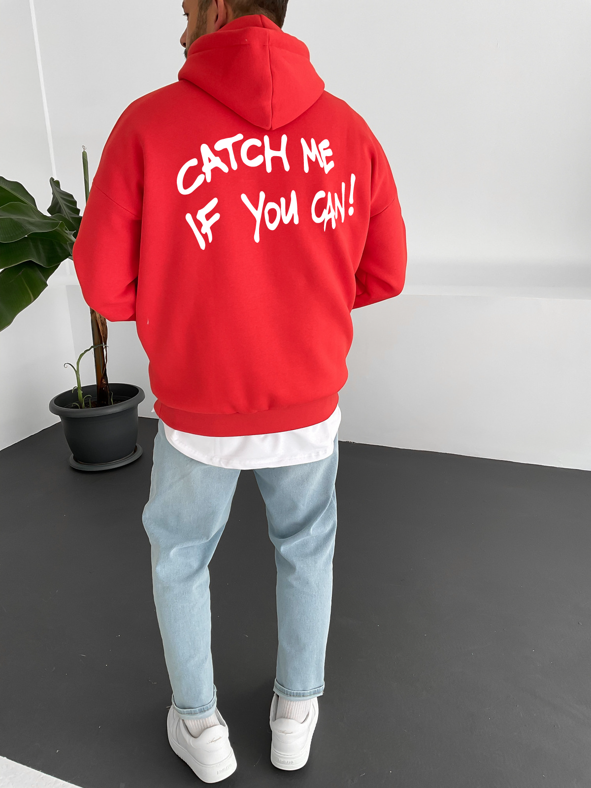Red "Cat" Printed Oversize Hoodie - Broek