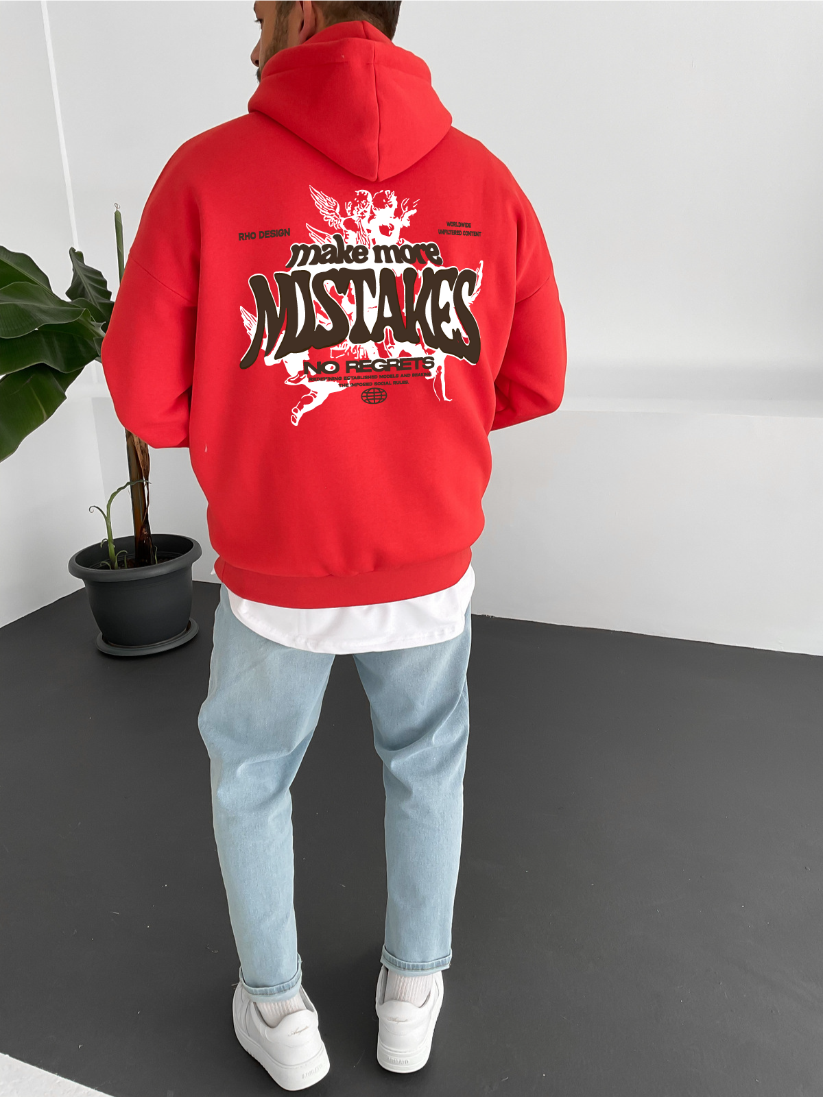 Red "Mistakes" Printed Oversize Hoodie - Broek