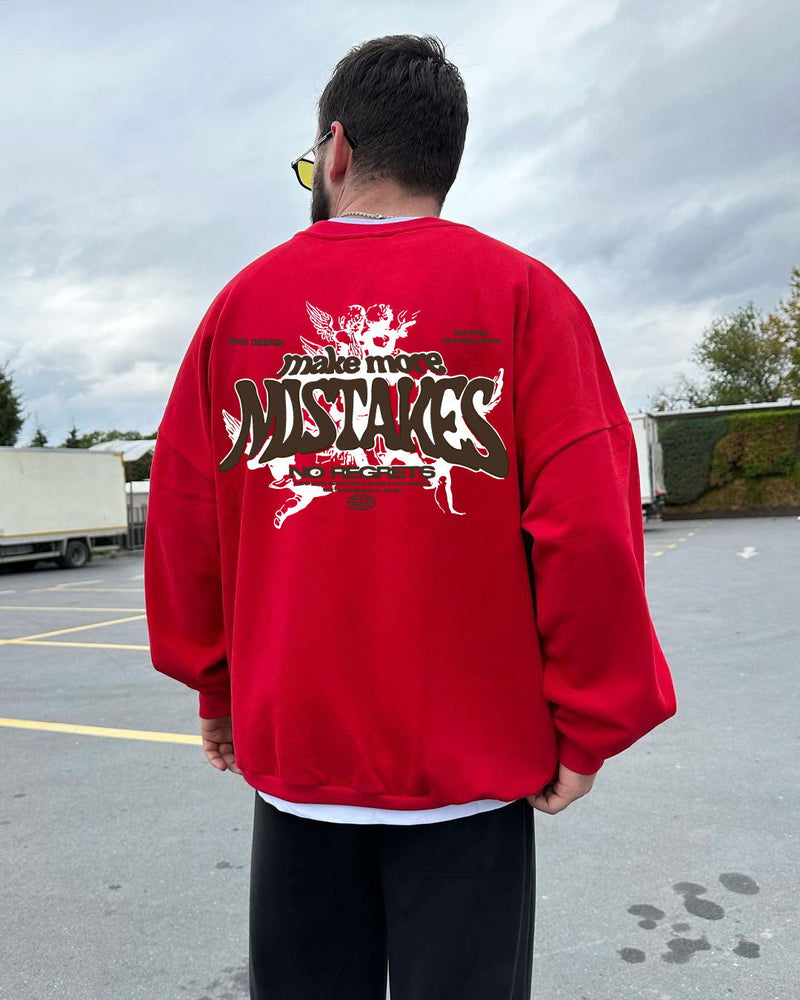Red "Mistakes" Printed Oversize Sweatshirt