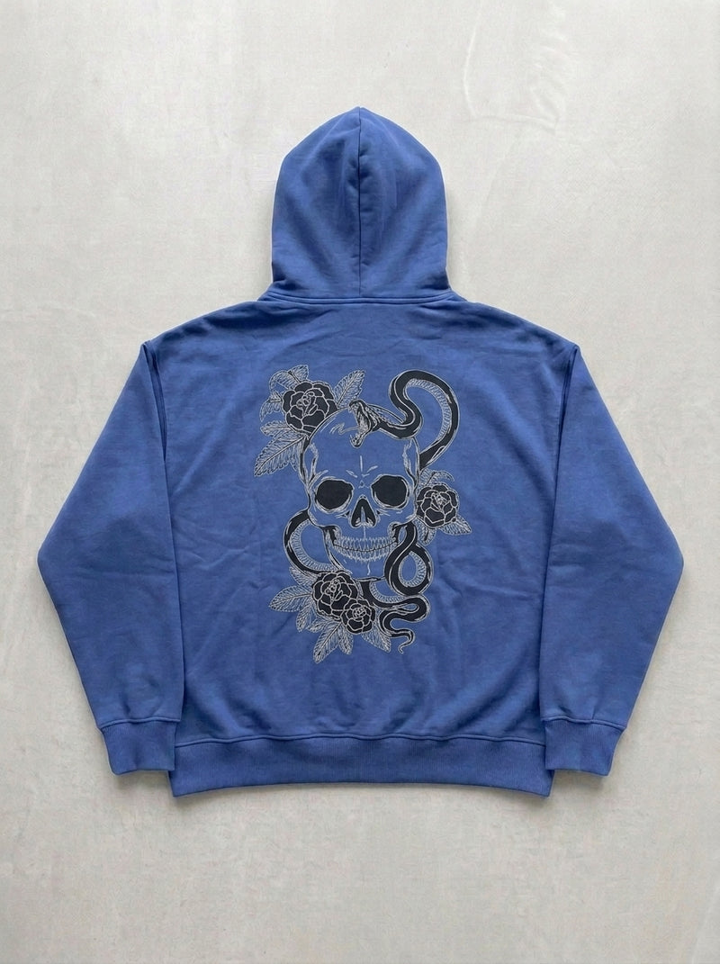 Skull & Snake Hoodie - Baby Blue